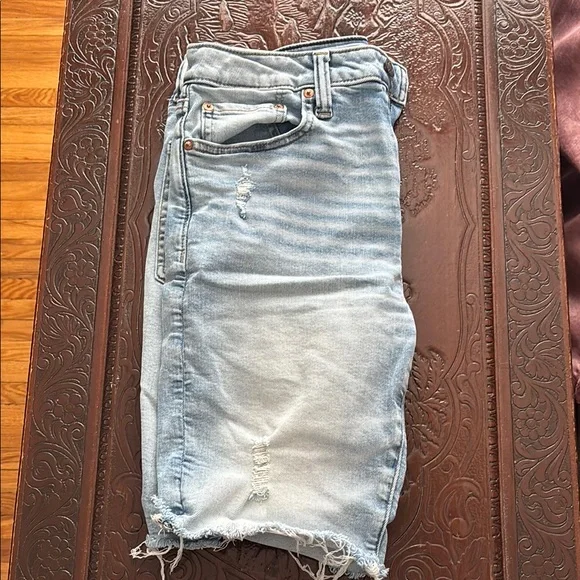 Distressed Light Blue Denim Shorts - Picture 3 of 8
